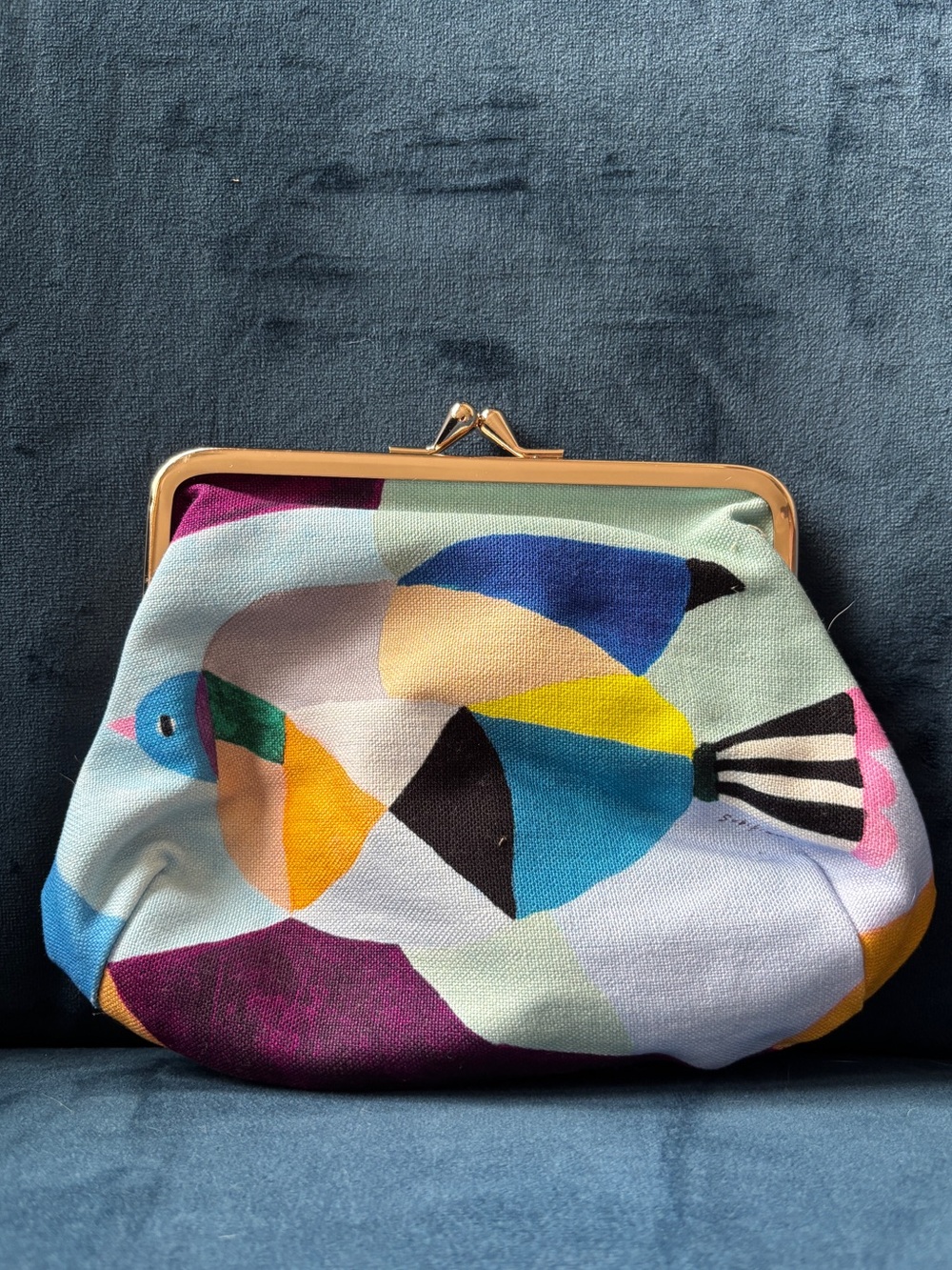 Cozy Ca multi-color Japanese geometric bird pattern by illustrator Subikiawa